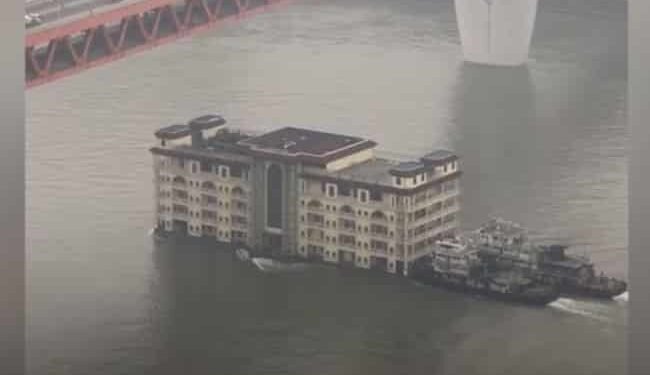 Watch: Five-Storey Building Floating On Yangtze River