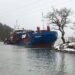 Ship grounded in Sweden's Gota River image description