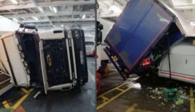 Real Life Incident - Ro-Ro Rolls Heavily And Tips Trucks