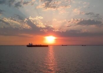 tanker sunset