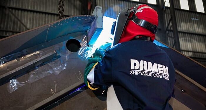 Damen Cape Town lays keel for 2nd South African Navy patrol vessel image description