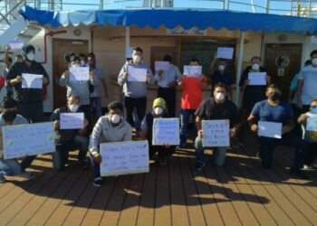 Stranded Indian Seafarers Protest On Marella Discovery