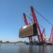 Lifting of second lock gate of P. Vandammesluis - Port of Zeebrugge (Belgium)