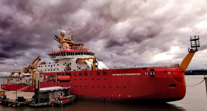 VIDEO CLIP: New U.K. polar research study ship begins sea tests image description