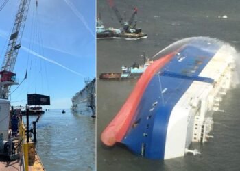Update: Containers Placed Around MV Golden Ray To Reduce Tidal Flow Effects