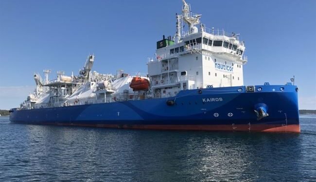 The LNG Bunker vessel ‘Kairos’ has been fitted with the Wärtsilä SceneScan laser-based targetless relative DP reference system. Picture copyright Jann Voss, TSI-LNG, BSM Germany