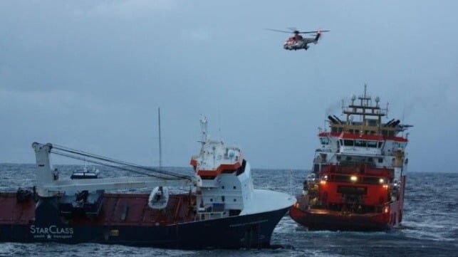 Emergency Action Secures Heavy-Lift Vessel as it Nears Norwegian Coast emergency effort secures tow line to drifting vessel