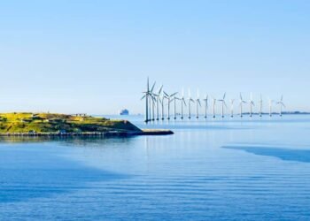 Green offshore wind mills renewable representation image