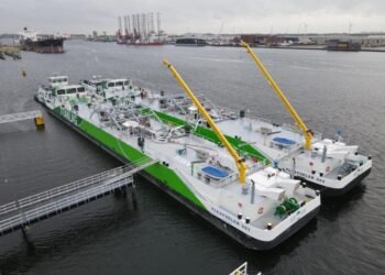 LNG bunkering barge FlexFueler002 delivered to owners to start servicing the Antwerp port and region for cleaner shipping