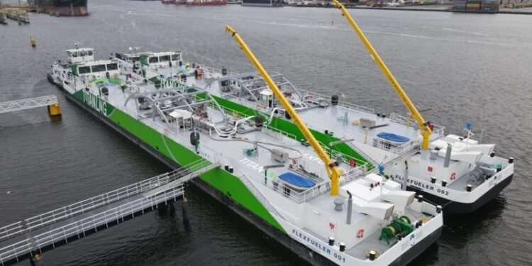 LNG bunkering barge FlexFueler002 delivered to owners to start servicing the Antwerp port and region for cleaner shipping