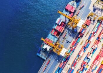 shipping port top down view