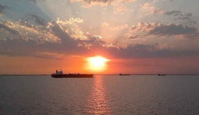 tanker sunset