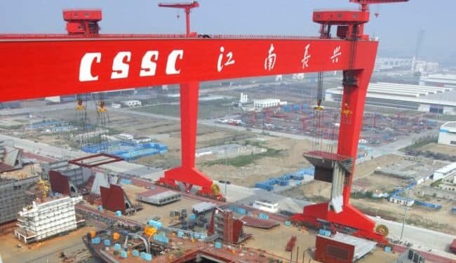View of ships under construction at a shipyard of Jiangnan Shipyard (Group) Co., Ltd., a subsidiary of China State Shipbuilding Corporation (CSSC), on Changxing Island in Shanghai, 3 June 2008. Chinas oldest shipbuilder, tJiangnan Shipyard (Group) Co., Ltd., completed the move to a new home on Tuesday (June 3) to make room for World Expo 2010. The shipbuilder moved from its Huangpu River site in Shanghai to Changxing Island on the mouth of the Yangtze River, which is set to become the worlds largest shipyard. Work on the 16-billion-yuan (2.3 billion US dollars) new shipyard started in 2005. It is the first phase of the Changxing shipbuilding base and has a production capacity of 4.5 million deadweight tons (DWT), with a 3.8-km coastline, four docks and three production lines.