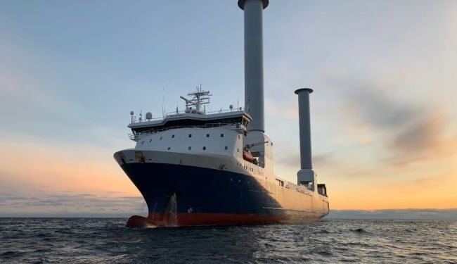 Norsepower Installs First Tiltable Rotor Sails On Sea-Cargo Ro-Ro