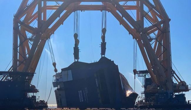 Photos: Cutting Operations Continue On MV Golden Ray To Separate Section Eight
