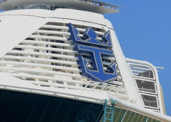 Royal Caribbean logo on ship