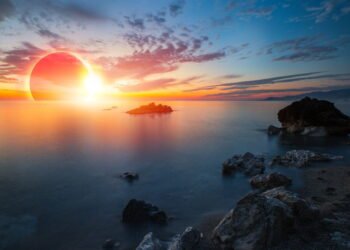 Solar Eclipse Over Pacific Ocean