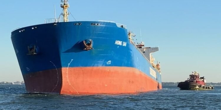 Bulk Carrier Aground at Port of Virginia