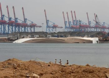 Site of Beirut blast, at Beirut's port area