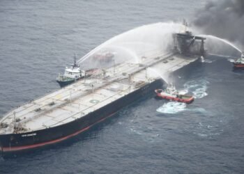 Oil Slick Spotted Near Burning VLCC Off Sri Lanka