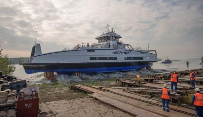 Watch: Damen Launches Third Island Class Vessel For BC Ferries