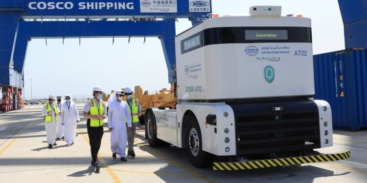 The CSP Abu Dhabi container terminal has become the first facility in the Middle East to implement an autonomous port truck system at Khalifa Port
