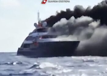 Watch: 17 Rescued as Yacht Engulfed in Flames Sinks Off Italy