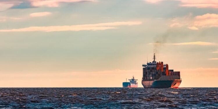 cargo ships underway