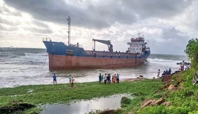 Bangladeshi Merchant Ship Runs Aground On Vizag Beach