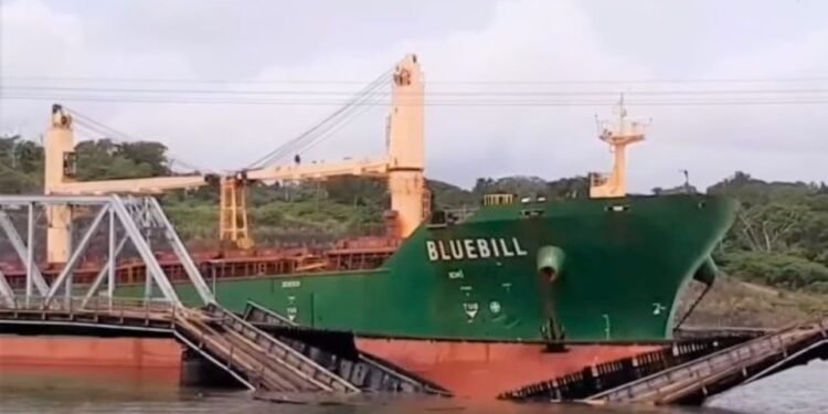 Bulk Carrier Takes Out Railroad Bridge in Panama Canal