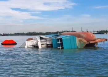 Photos: 6 Crew Members Rescued After Ship Capsizes Off Klang, Malaysia