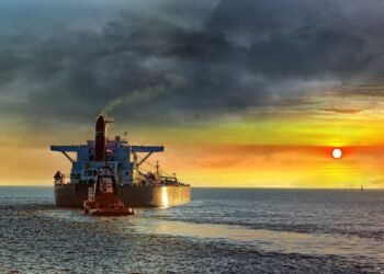 ship at sunset