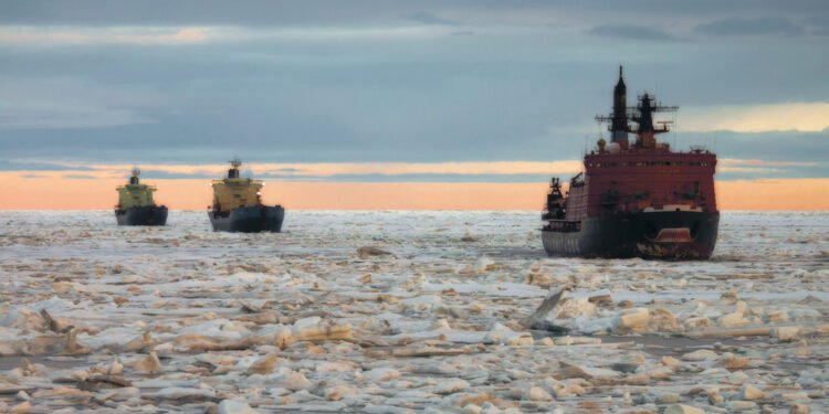 Russian Firms to Build World's Most Powerful Nuclear Icebreaker A Russian nuclear-powered icebreaker escorts ships on the Northern Sea Route, July 14 2016