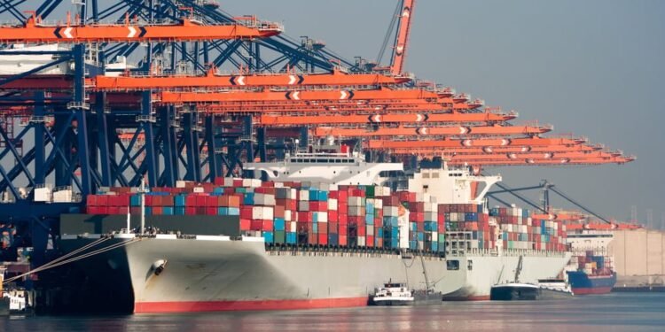 ships at port of rotterdam