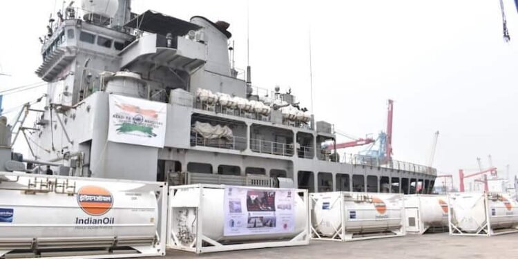 Indian Naval Ship Airavat Arrives At Jakarta, Indonesia To Deliver Medical Supplies