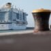 The Costa Smeralda cruise ship is docked at the Italian port of Civitavecchia