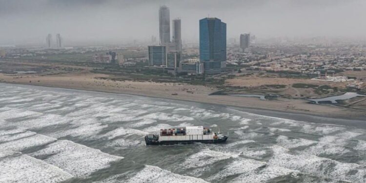 Photos: Cargo Vessel To Remain Stuck At Karachi Beach Till August 15 