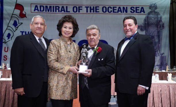 U.S. Transportation Secretary Elaine L. Chao Receives Prestigious Admiral of the Ocean Sea Award