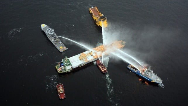 cargo fire Swedish Coast Guard