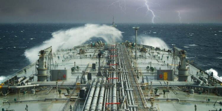 tanker in storm