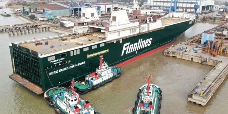 Finnlines’ Third Hybrid Ro-Ro Vessel Launched
