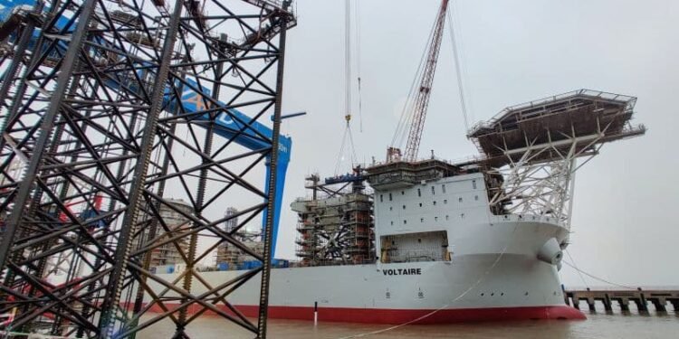 World’s Tallest Next Generation Jack-Up Installation Vessel ‘Voltaire’ Launched By Jan De Nul