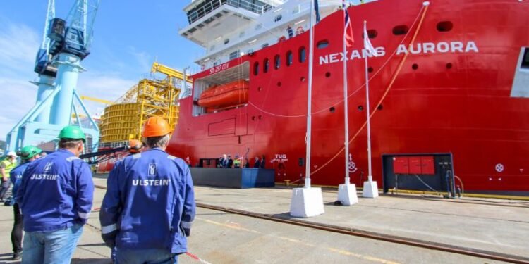 Ulstein Verft Holds Naming Ceremony For Cable Laying Vessel ‘Nexans Aurora’