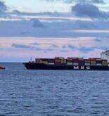 disabled containership under tow off Canada MSC Kim