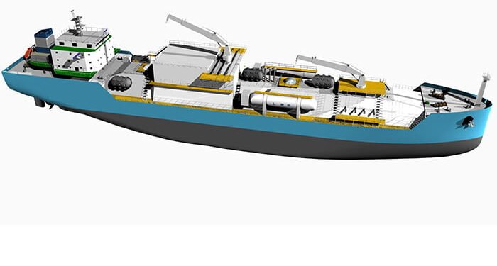Graphic rendering of ship