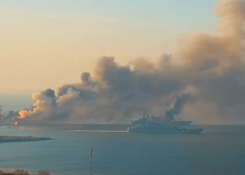 Video: Russian Tank Landing Ship Explodes at Port of Berdyansk