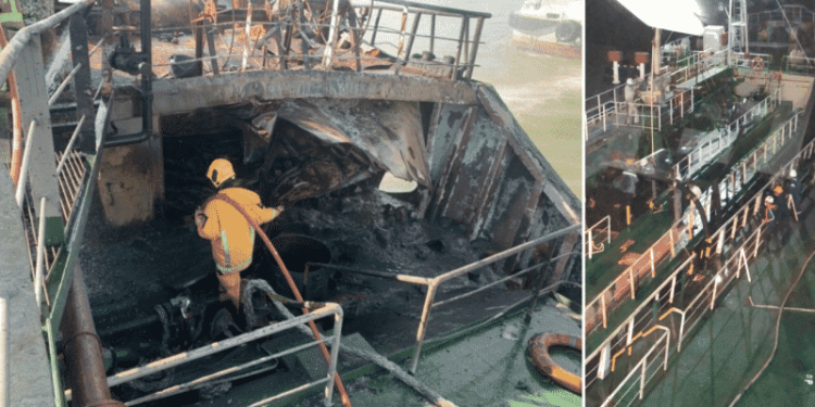 Crude Oil Being Unloaded From Tanker Ship That Exploded In Thailand
