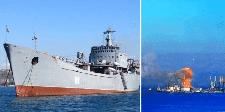 Video: Ukraine Claims Russian Landing Vessel Destroyed In Berdyansk