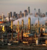 FILE PHOTO: The Philadelphia Energy Solutions oil refinery is seen at sunset in front of the Philadelphia skyline