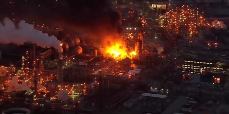 East Coast's Largest Refinery to Permanently Shut After Massive Fire FILE PHOTO: A massive fire burns at Philadelphia Energy Solutions Inc's oil refinery in this still image from video in Philadelphia